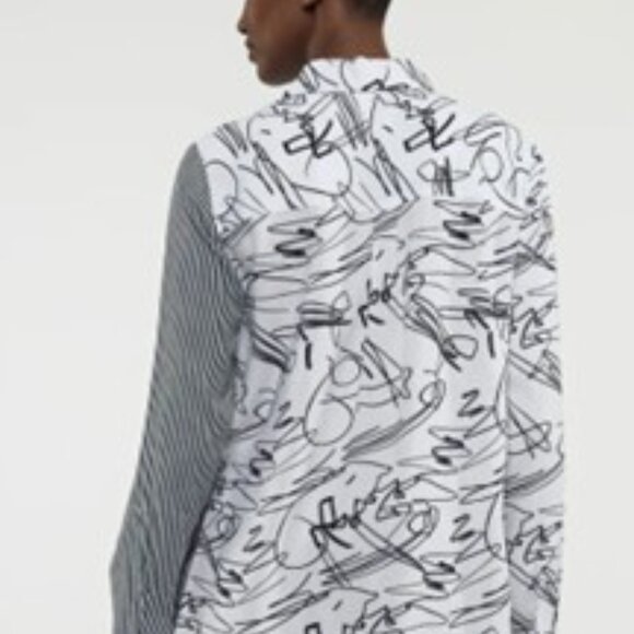 mix print blk& wht long sleeve blouse top semi fitted sz xl Marie Claire - Picture 14 of 16